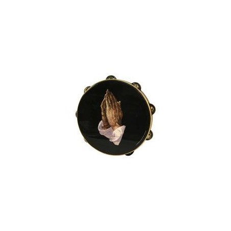 8' RELIGIOUS TAMBOURINE, DOUBLE ROW JINGLES, PRAYING HANDS