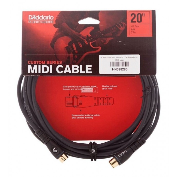 Cable Midi /Midi, 5conectores /dorados, 6,50m