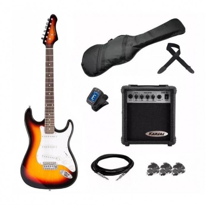 Kansas Pack GUIT SUNBURST (Guitarra+ Ampl10w + Afinad LCD+
