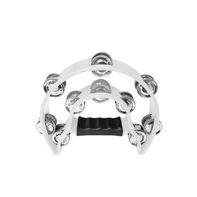 Pandereta media luna, 20 sonajas 7.5” x 8.5”, color Blanco