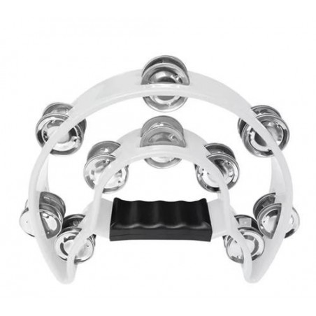 Pandereta media luna, 20 sonajas 7.5” x 8.5”, color Blanco