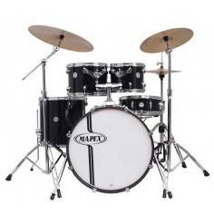 Batería HORIZON X 5 cpos Rock, 22, TT10+12, FT16, R14x5.5, Sin Fierros, c: BLACK