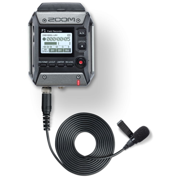 F1-LP   Mini grabador de campo con Mic lavalier