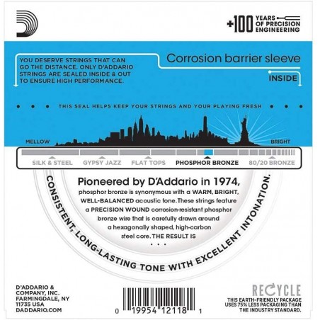 Encordado para Acústica  010   12 cuerdas  Phosphor Bronce 80/20