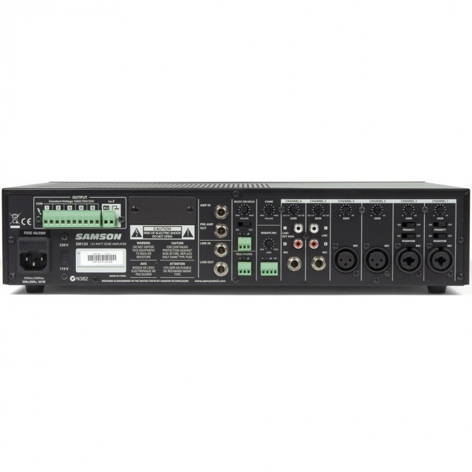 Samson ZM125 mixer + amplificador multizona para instalacion 125  wats.