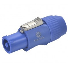 Conector powercon a cable c/ traba (azul)