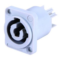 Conector powercon macho p/ chasis BLANCO (Cuadrado)